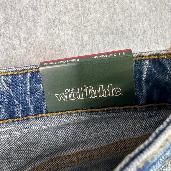Wild Fable Denim Shorts Blue Womens Size 4 High-Rise Rolled Cuffed Relaxed Fit - Picture 6 of 8